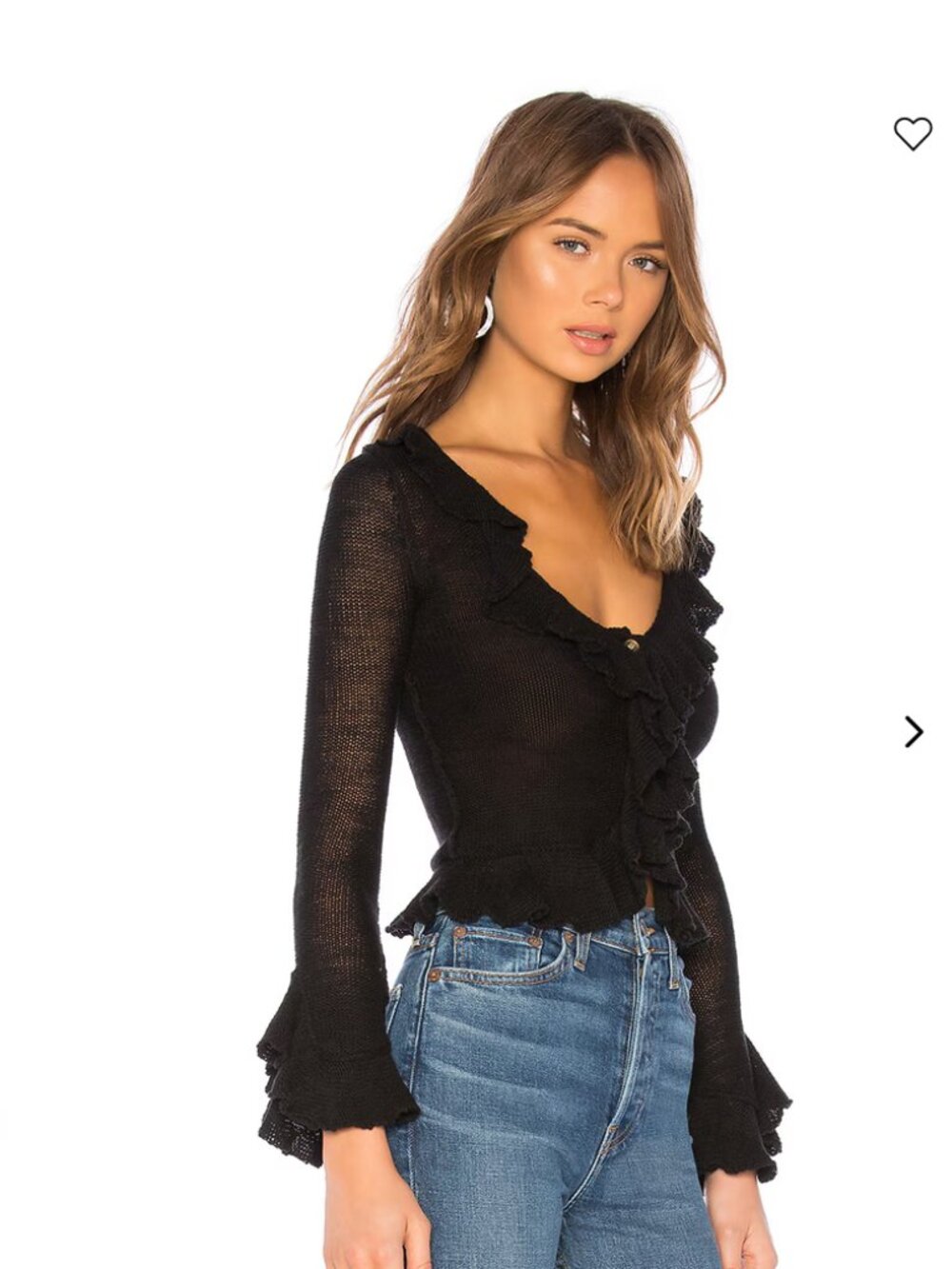 LPA Ruffle Cardigan, Black, Small - Picture 2 of 4